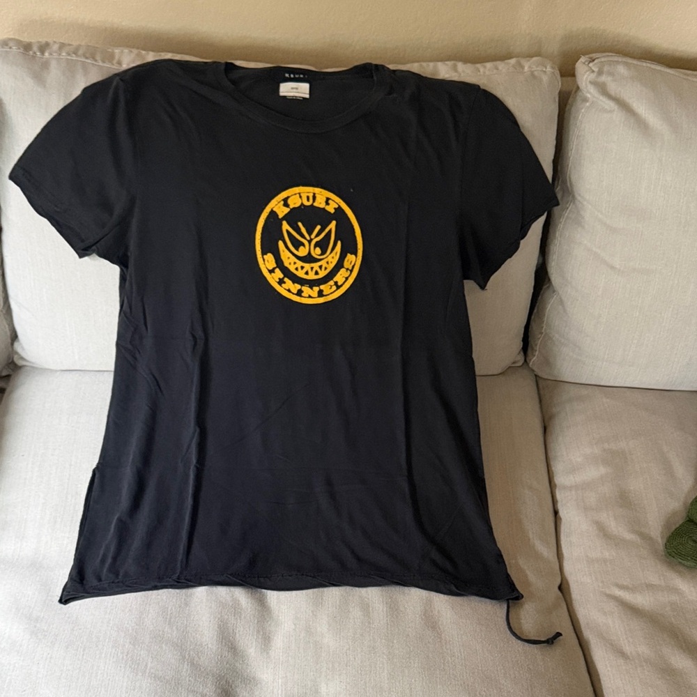 Ksubi Black Tee with Yellow Graphic